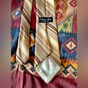 Christian Dior Vintage Men's Necktie Striped in Brown
